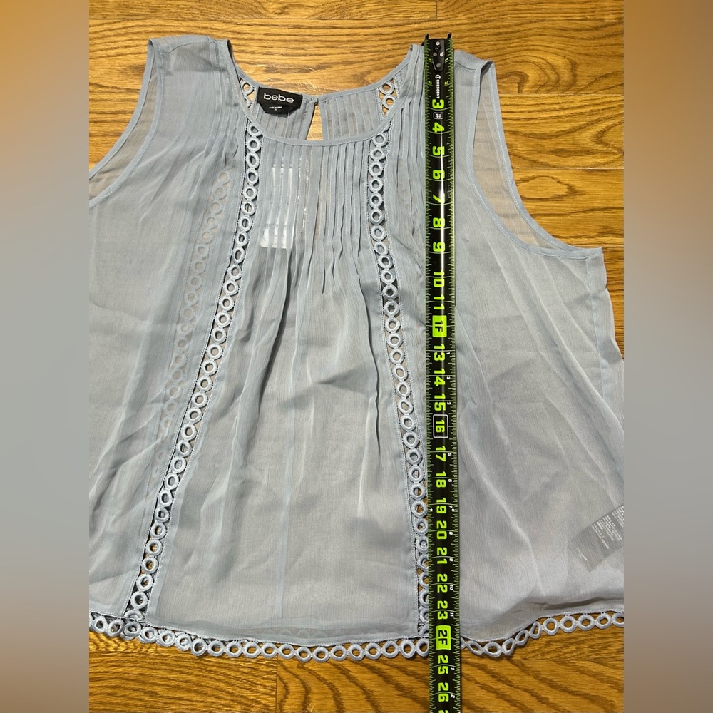Bebe Light Blue Sleeveless Tank with Crochet Trim - Picture 6 of 12